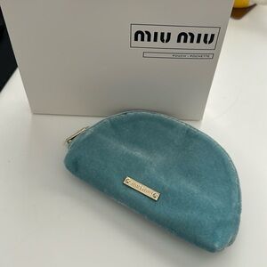 Miu Miu Pouch Velvet Blue with zipper